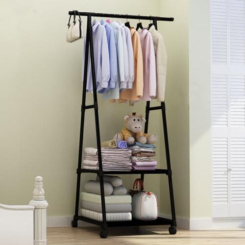 Simple Coat Racks Floors hanger Home Clothing Rack Bedroom Storage Hangers Movable DIY Assemble With Wheels Clothes Rack