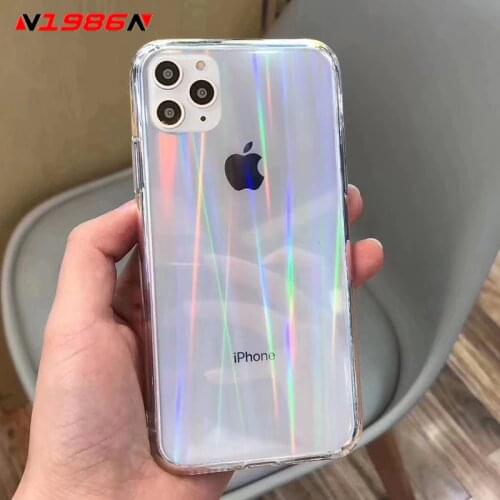 N1986N Rainbow Laser Case For iPhone 12 Mini X XR XSMax 12 11 Pro Max 6 7 8 Plus Luxury Colorful Transparent Acrylic Phone Cases