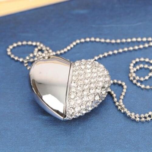 Luxury Heart Jewelry USB Flash Drive 128GB USB 3.0 High Speed Pen Drive 64GB Pendrive 1TB 2TB 32GB 16GB Memory Card Stick Gift