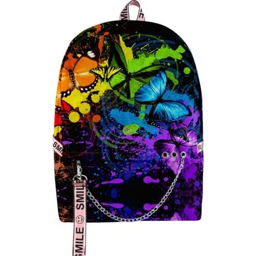 Hip Hop School Bags Boys Girls butterfly Travel Bags 3D Oxford Waterproof Notebook butterfly multifunction Shoulder Backpacks