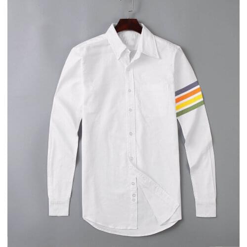 New Nice Men Oxford Classic Colorful striped Fashion Cotton Casual Shirts Shirt high quality Pocket long-sleeves Top M 2XL #M54