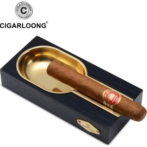 CIGARLOONG cigar gold plated smoke ashtray tank piano paint sangioveses cedar wood smoke detector LC-072