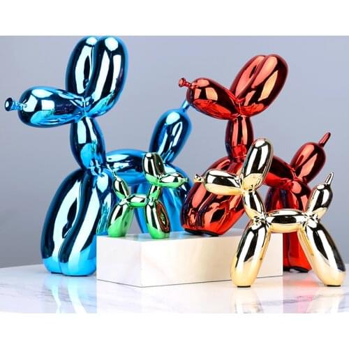Nordic Resin Dog Crafts Electroplating Balloon Dog Sculpture Home Decorations Modern Living Room Desktop Animal Decor Ornament