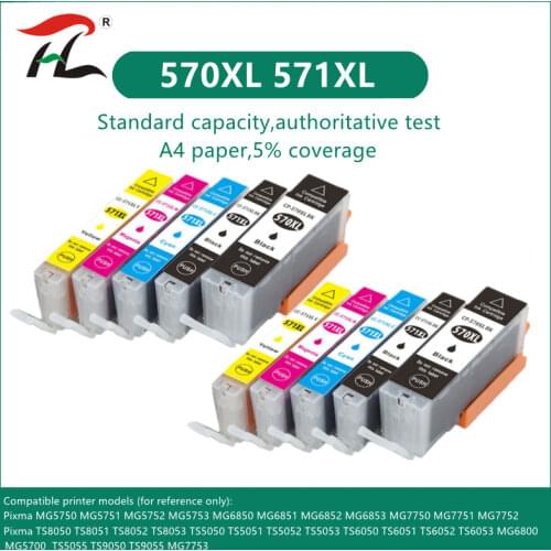 YLC pgi-570xl PGI570 570xl PGI-570 CLI-571 Compatible Ink Cartridge For Canon PIXMA MG5750 MG5751 MG5752 MG5753 MG6850 printer