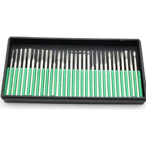 Dental Diamond Burs Millers Tooth Drill Diamond Grinding Bits Jewellers Tool 30pcs/set shank 3mm