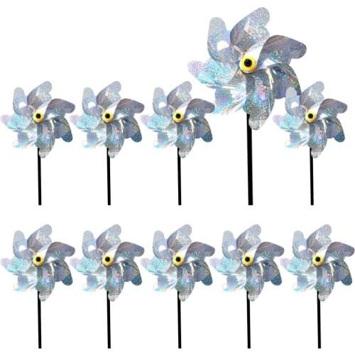 Windmill Reflective Wheels Bird Repeller Holographic Super Shiny Bright Flashes Garden Plant Lawn Decoration Funny Pinwheels