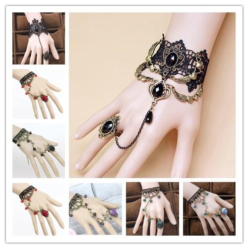 High quality vintage palace Gothic lace bracelet trendy womens bracelet ring bracelet punk ladies retro jewelry