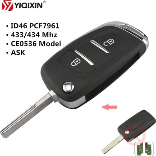 YIQIXIN 2 Button Modified Filp Folding Remote Car Key For Peugeot 206 307 408 308 Entry 433/434Mhz ID46 PCF7961 Chip HU83 Blade