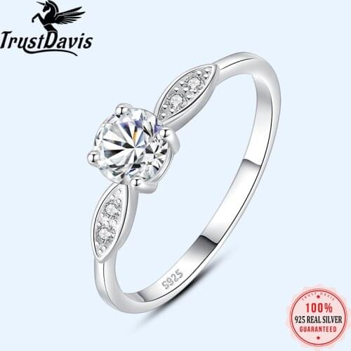 Trustdavis Authentic 925 Sterling Silver Fashion Sweet Dazzling CZ Finger Ring For Women Wedding Fine S925 Ring Jewelry DA1114