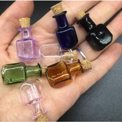 100pcs ice cube Magical lucky colorful Wishing Bottle vial Pendant Perfume essential oil Cork Glass Hand-Blown jewelry Necklace
