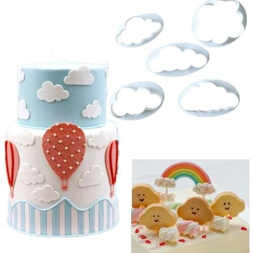 5Pcs 3D Cloud Shape Fondant Cutter Plastic Cake/cookie/buscuit Cutter Sugarcraft Mold Fondant Cake Decorating Tools