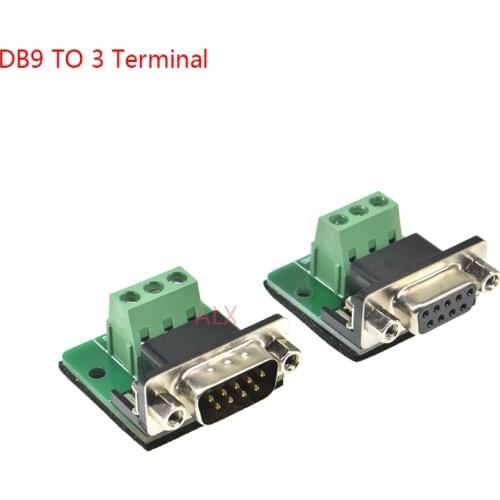 1PCS DB9 9PIN male female serial port connector to terminal adapter D-SUB COM RS232 TO RS485 converter BOARD terminal block