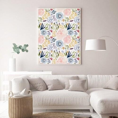 Watercolor Abstract Floral Posters and Prints Flowers Wall Art Canvas Painting Picture for Living Room Home Decoration