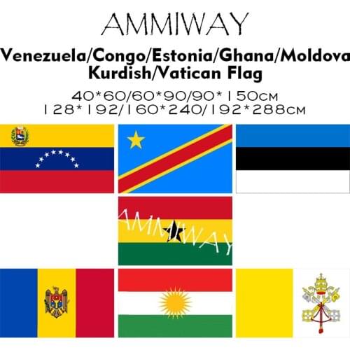 AMMIWAY Any Size Venezuela Democratic Republic of the Congo Estonia Ghana Moldova Kurdish Vatican Single Double Flags and Banner