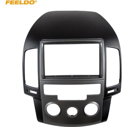 FEELDO Car 2Din Radio Fascia Frame for Hyundai I-30 2009 Manual AC LHD Korean Stereo Face Panel Dash Trim Kit #HQ5143