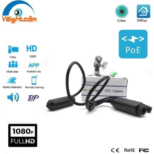 Pinhole Bullet IP Camera 1080P POE Power Covert Surveillance Network Camera Onvif P2P IMX307 Mini ip Camera iCSee