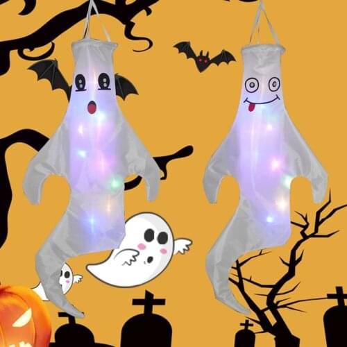 Hallow Decoration Windpipe Ghost Flag Ghost Flag Easter Ghost Face Hanging Flag Outdoor Lamp Props Party Decor Halloween Decor