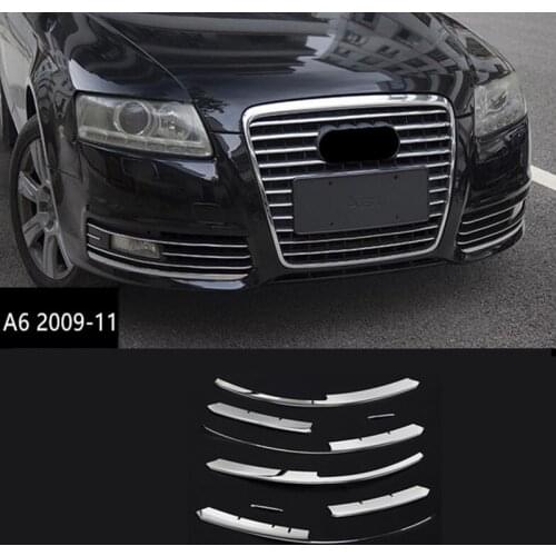 Stainless Steel Front Air Grille Decoration Fog Lights Grill Cover Trim For Audi A6 C6 2009-2011 Front Bumper Fog Lamp Strips