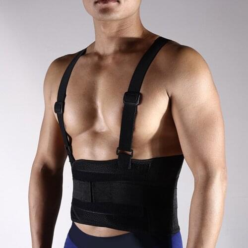 Extra Wide Fitness Waist Belt Weight Lifting Workout Back Brace Lumbar Support Straps with Suspender