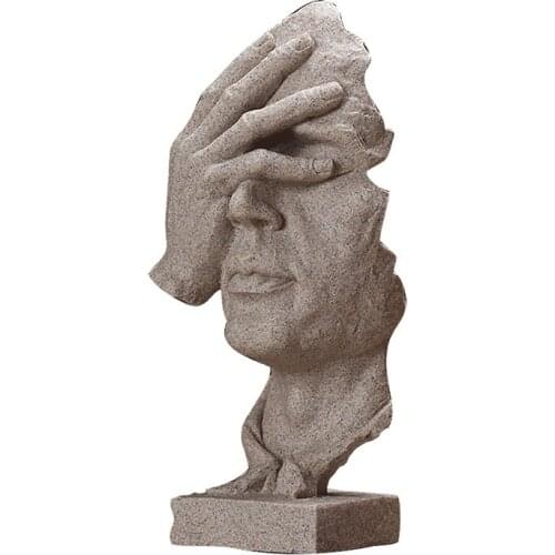 LIVING ROOM DECOR CRAFTS RESIN THINKER STATUES FIGURINE HOME DECORATION ACCESSORIES SANDSTONE SCULPTURE SILNECE IS GOLD CRAFTS