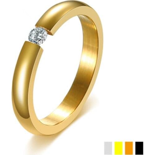 Hip Hop For Titanium steel 4-color rhinestone ring Wild couple style for Women Men Jewelry Dropshipping 5-10Size