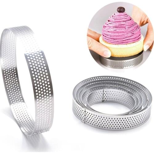 6/7/8/9/10CM Stainless Steel Tart Mold Ring Tartlet Cake Mousse Molds Cookies Pastry Circle Cutter Pie Ring Perforated