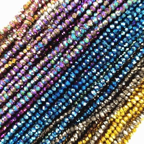 Top quality All Colors 1.5*2mm Rondelle Faceted Crystal Glass Beads Loose Spacer Round Bead For Jewelry Bracelet Necklace Making