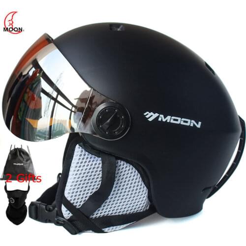 MOON Skiing Helmet Integrally-Molded PC+EPS High-Quality Ski Helmet Goggles Outdoor Sports Ski Snowboard Skateboard Helmets Mens