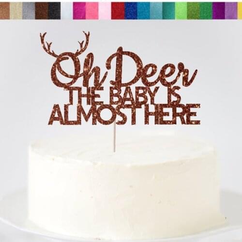 Custom Oh Deer The Baby Is Almost Here Cake Topper, Oh Deer Cake Topper, Baby Shower,milestones birthday Dessert toothpicks