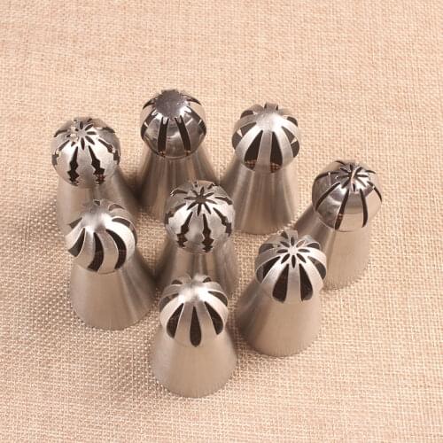8-Piece Decorating Mouth Set Torch Ball One-Step Cream Rose 304 Stainless Steel Baking Cake Tool