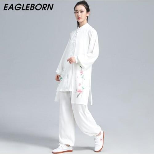 New Tai Chi Costume Three-piece Suit Kung Fu Clothing Uniform Traditional Chinese Tops for Women Tai Chi White Sets Costume
