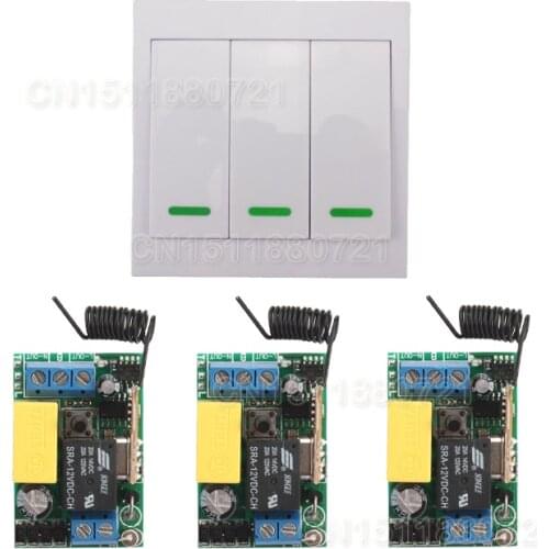 AC 220V 3CH Channel Remote Control Switch Wall Panel Wall Transmitter Remote Home Room Stairway Light Lamp Bulb LED RX TX