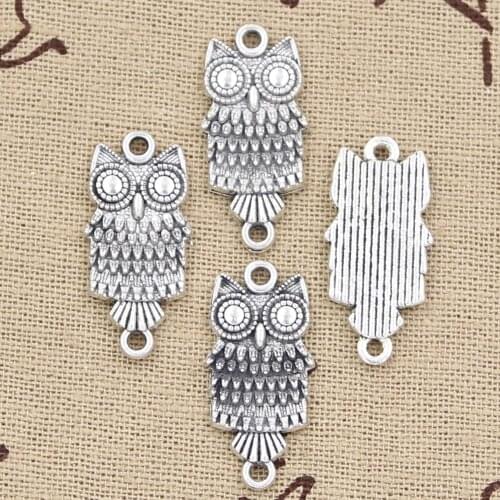 15pcs Charms Owl Connector 17x13mm Handmade Craft Pendant Making fit,Vintage Tibetan Silver color,DIY For Bracelet Necklace