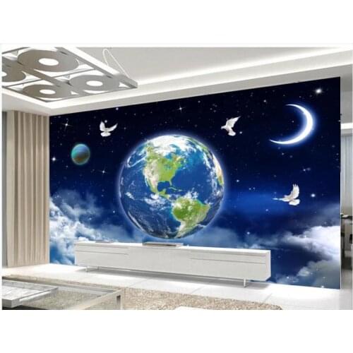 Custom photo wallpapers 3d mural wallpaper for walls 3 d Night sky, earth, blue sky, white clouds, tv background wall papers