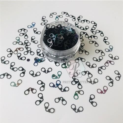 PrettyG 1 Box Handcuffs Shaped Holographic Glitter Sequins for Resin DIY Making Art Craft Nail Makeup Decoration Accessories