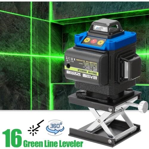 Touched Keys Multifunctional 16 Green Line Leveler 3D 360-degree Laser Level Measurment Instrument with Fixed Base Adjustment