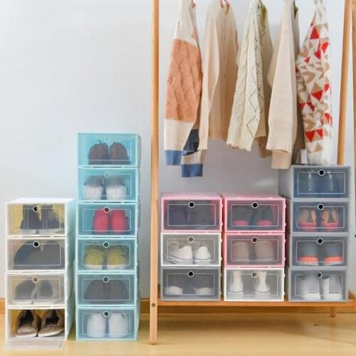 Transparent shoe box storage shoe boxes thickened dustproof shoes organizer box can be superimposed combination shoe cabinet