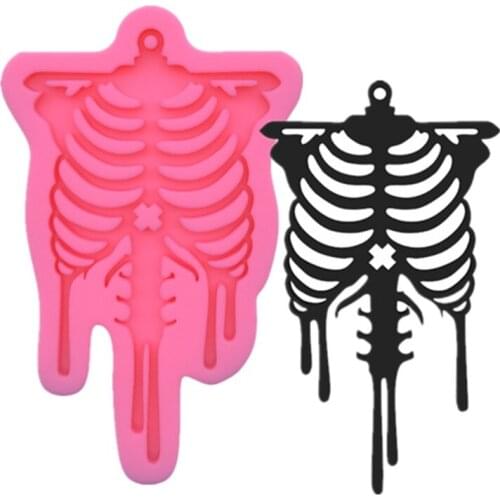 R58E Keychain Epoxy Resin Mold DIY Crafts Jewelry Necklace Casting Tool Skull Pendant Silicone Mould