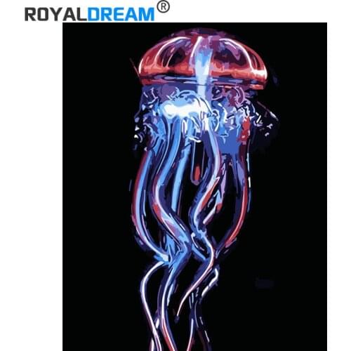 ROYALDREAM The Night Of Jellyfish Diy Digital Painting By Digital Modern Wall Art Pictures For The Home Wall Art Works