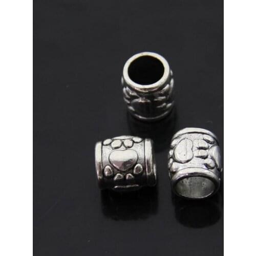 20pcs/lot Antique Silver Spacer Beads Big Hole European Beads fit 6mm Leather Cord Charms Bracelet DIY Jewelry Making Z461