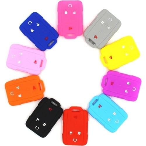 4 Button Silicone Car Key Cover Case Protector for Chevrolet Colorado Silverado 1500 2500 3500 GMC Sierra Cadillac