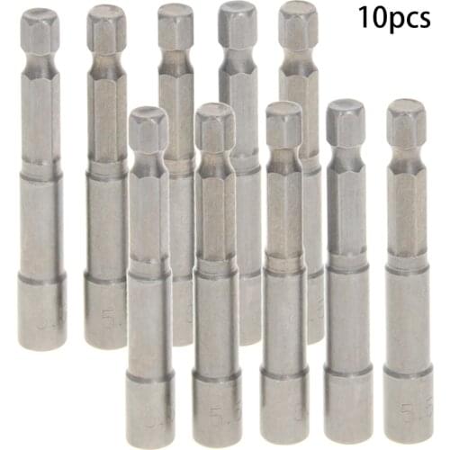 Utoolmart New 10pcs 1/4" 5.5mm Socket Chrome-Vanadium Hex Socket 65mm Long Magnetic Impact Nut Setter Driver Bit Adapter