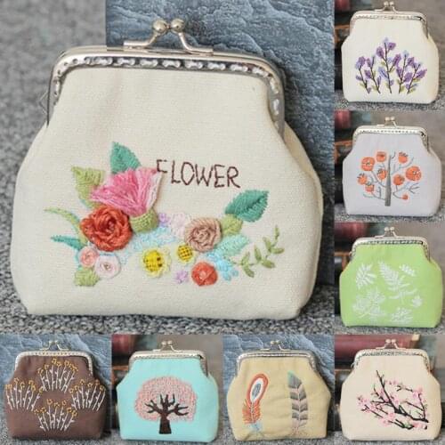 Women Needlework Sewing Small DIY Embroidery Purse Set Cross Stitch Materials Gift Chinese Style Vintage Coin Wallet