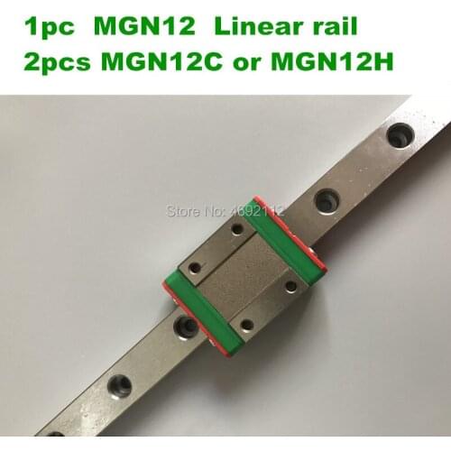 1pc 12mm Linear Guide MGN12 L=650 700 800 850 900 950 1000 1200 mm linear rail way + 2pcs MGN12C or MGN12H Long linear carriage