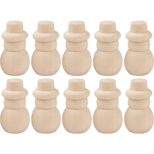 10x Unfinished Natural Wooden People Peg Doll Snowman Tree Kids DIY Painting Toy