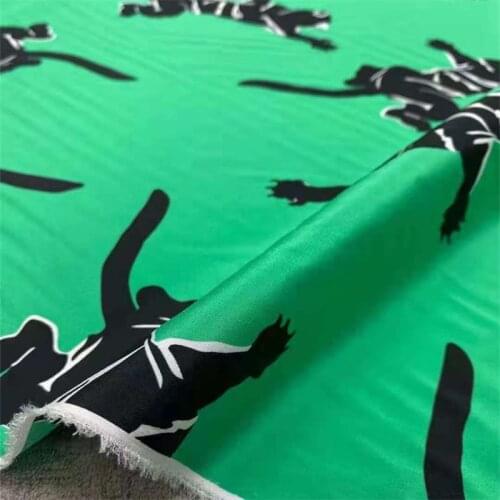 18 Mumi Stretch Crepe De Chine Silk Fabric Shirt Clothing Custom-made Dress Animal Figure Mulberry Silk Fabric