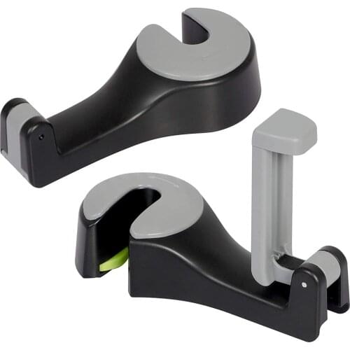 Car Back Seat Headrest Hooks with Phone Holder 2 Pack Integrate Phone Holders of The Hooks Hang Car Accessories (Black + Gray)