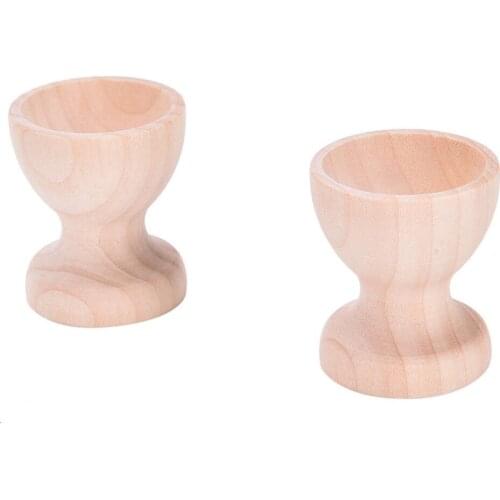 2Pcs Kitchen Dinning Table DIY Craft Pretend Play Toys Wooden Drawing Model Egg Cup Holder Easter Painted Graffiti Tools