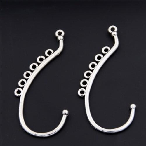 5pcs Silver Color Hoop Shaped Chandelier Pendant For DIY Fit Bracelet&Necklace Accessories A2426