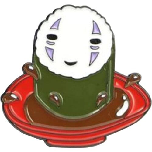 No face pin green plant brooch Hayao Miyazaki badge anime jewelry cute ghost pins Halloween gift men women horror art accessory